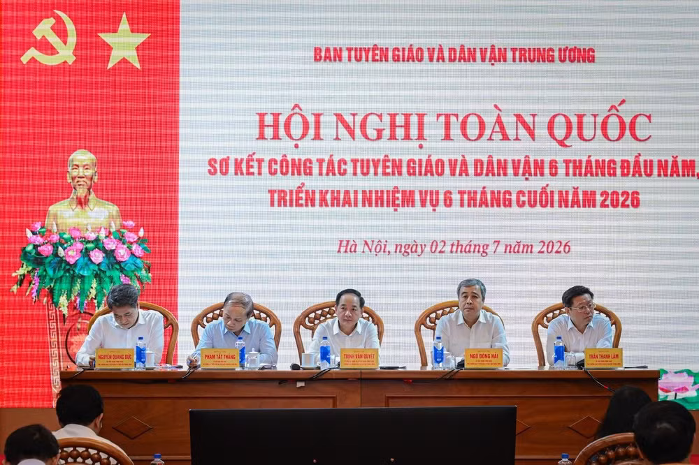 Hội nghị toàn quốc sơ kết công tác tuyên giáo và dân vận 6 tháng đầu năm, triển khai nhiệm vụ 6 tháng cuối năm 2026. (Ảnh: BẢO LONG)