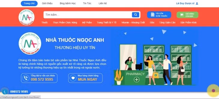 Website của nhà thuốc Ngọc Anh.