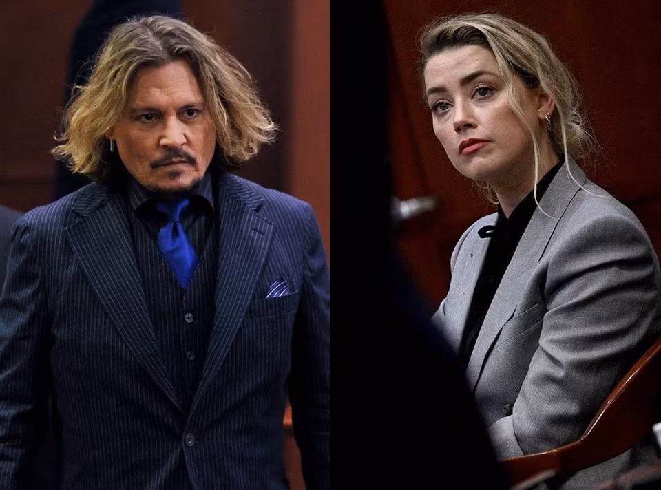 Johnny Depp và Amber Heard tại phiên xét xử. Ảnh: Getty.