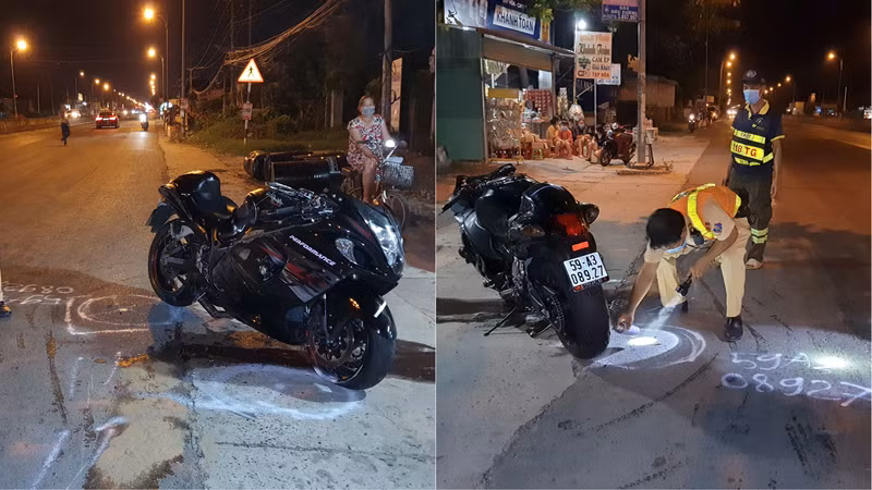 Hai xe mô tô bị hư hỏng nặng sau va chạm