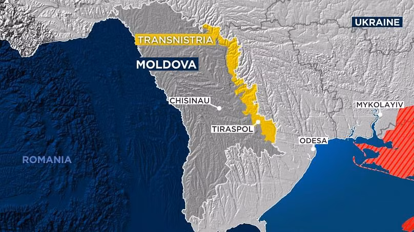 Vùng Transnistria (màu vàng). Ảnh: Euronews.com