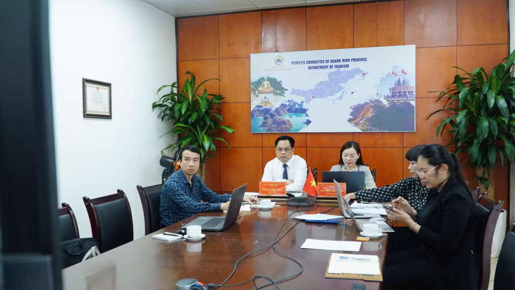 Quang cảnh hội nghị tại điểm cầu Quảng Ninh (Việt Nam).