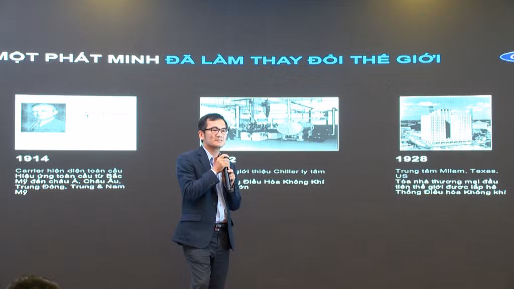 Đại diện hãng điều hòa Carrier chia sẻ những thông tin về sản phẩm tại hội nghị.