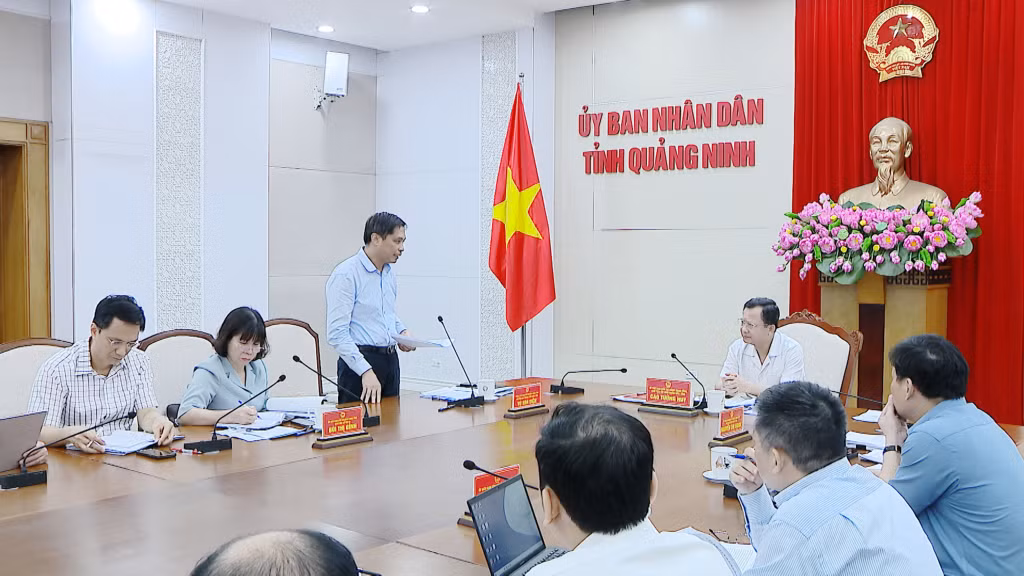 Đồng chí Vũ Văn Diện, Phó Chủ tịch Thường trực UBND tỉnh phát biểu tại cuộc họp