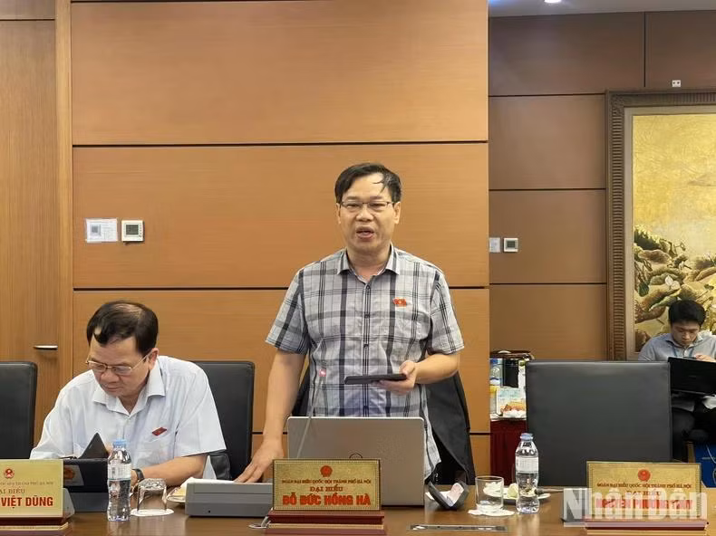 Đại biểu Đỗ Đức Hồng Hà - Đoàn Hà Nội phát biểu. (Ảnh: TRUNG HƯNG)