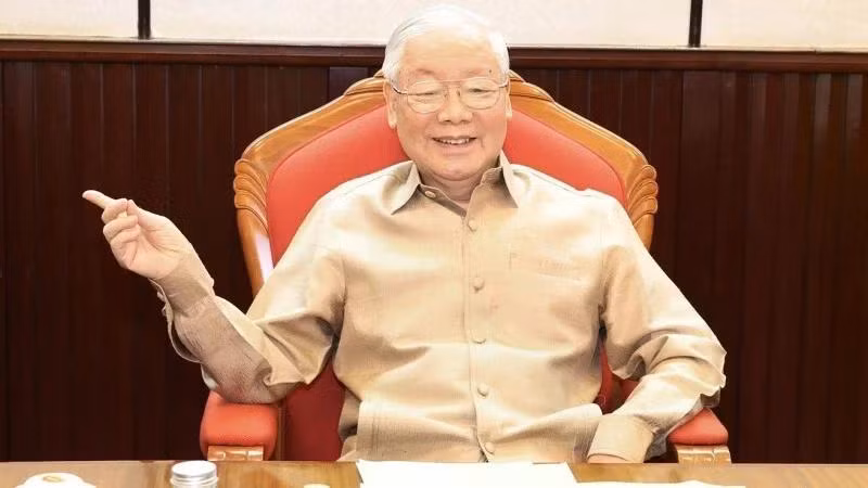 Tổng Bí thư Nguyễn Phú Trọng phát biểu tại cuộc họp. (Ảnh: Trí Dũng/TTXVN)