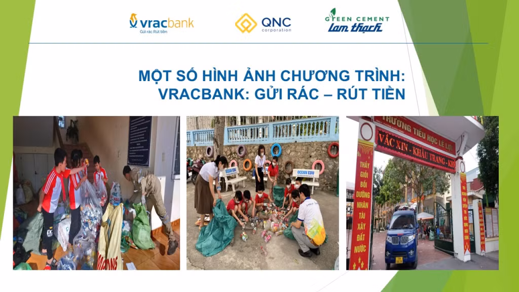 Công ty CP CP Xi măng và Xây dựng Quảng Ninh tổ chức thu gom rác tại các trường học trên địa bàn TP Uông Bí. Ảnh do đơn vị cung cấp
