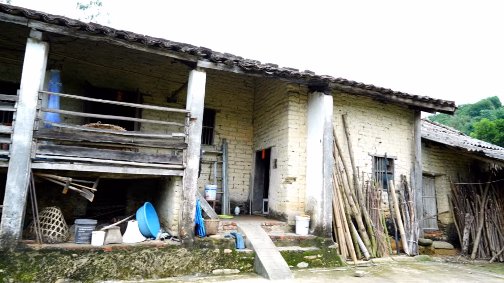 Ngôi nhà gạch đất của gia đình ông Chu Văn Dương, dân tộc Tày ở thôn Hua Cầu, xã Phong Dụ đã bị xuống cấp, không còn sử dụng được 3 năm nay và cũng chưa có kinh phí để tôn tạo, bảo tồn.