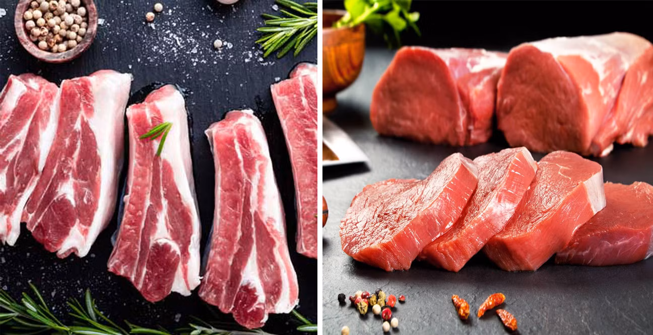 Thịt lợn và thịt bò được người dân ăn thường xuyên. Ảnh: Healthline, Salexzet
