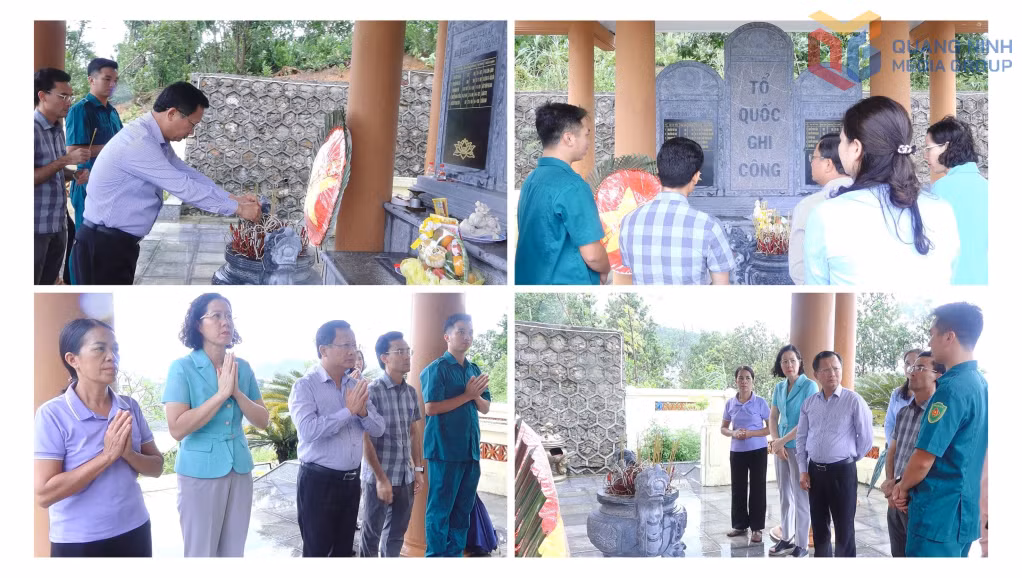 Đồng chí Cao Tường Huy, Uỷ viên BTV Tỉnh uỷ, Bí thư Đảng uỷ đặc khu Vân Đồn cùng đoàn công tác đặc khu đến dâng hương, đặt vòng hoa tại nhà bia ghi tên liệt sĩ thị trấn Cái Rồng