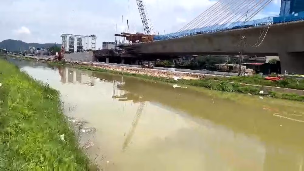 Trong nhiều ngày, tại một số kênh dẫn nước liên tục phát hiện xác lợn chết. Ảnh: Minh Hoàng