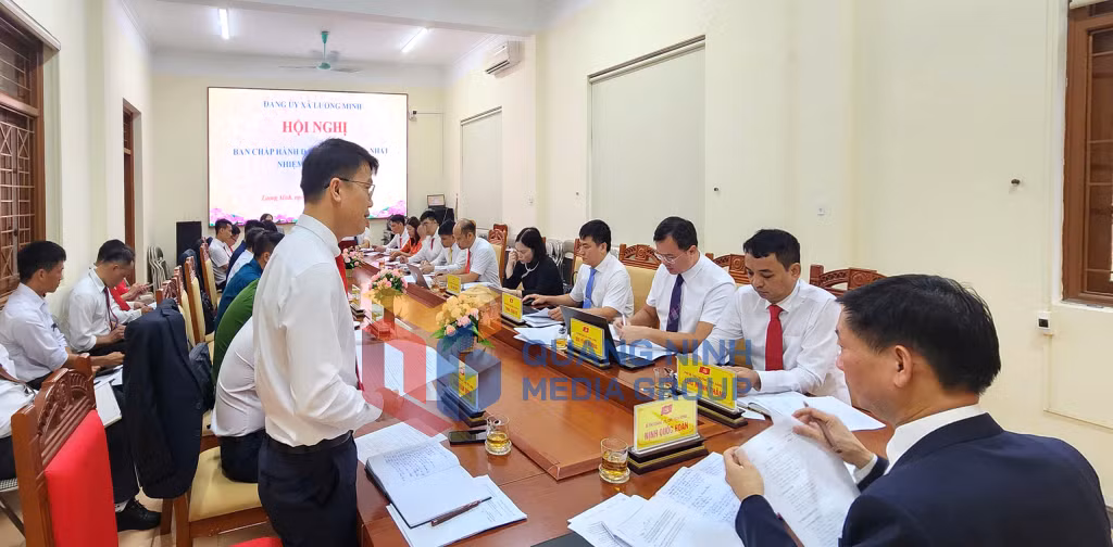 Hội nghị Ban Chấp hành Đảng bộ xã Lương Minh lần thứ nhất (7-2025). Ảnh: PV