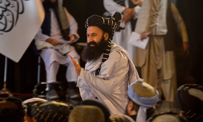 Bộ trưởngHaqqani tại lễ kỷ niệm ngày Taliban lên nắm quyền ở Kabul năm 2022. Ảnh: AFP