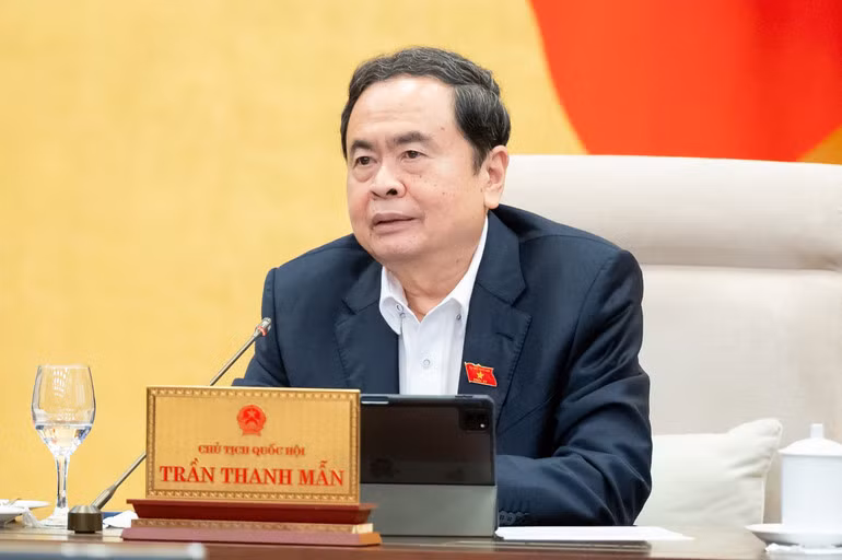 Chủ tịch Quốc hội Trần Thanh Mẫn phát biểu ý kiến tại phiên họp. (Ảnh: DUY LINH)