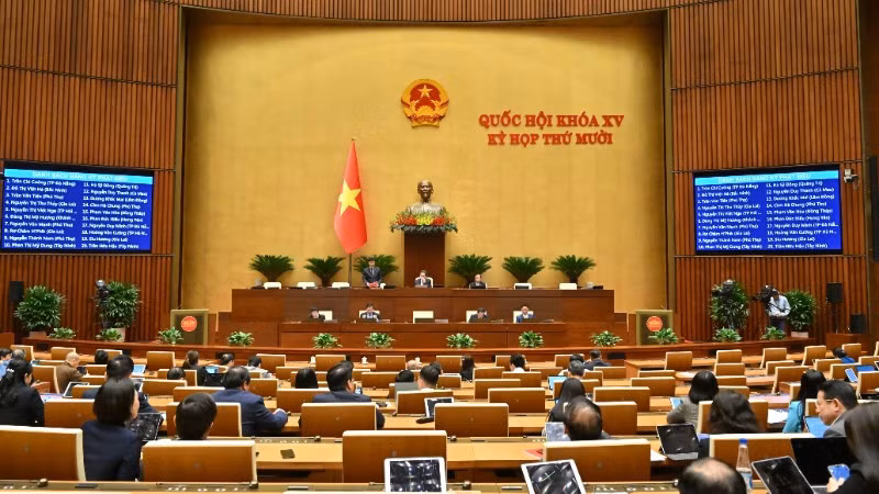 Quốc hội làm việc tại hội trường. (Ảnh: DUY LINH)
