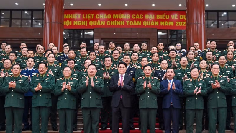 Chủ tịch nước Lương Cường và các đại biểu dự hội nghị. (Ảnh: THỦY NGUYÊN)