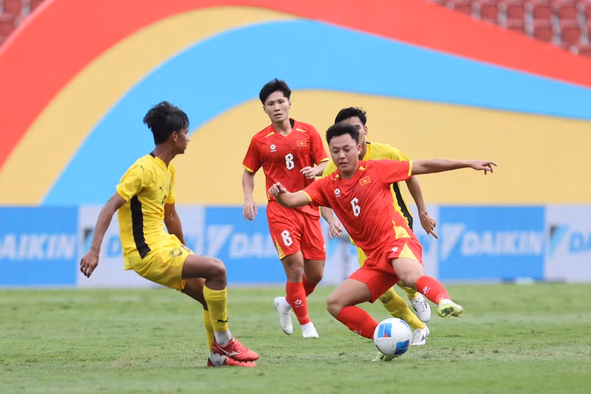U22 Việt Nam vượt qua Malaysia với tỉ số 2-0. Ảnh: Minh Dân