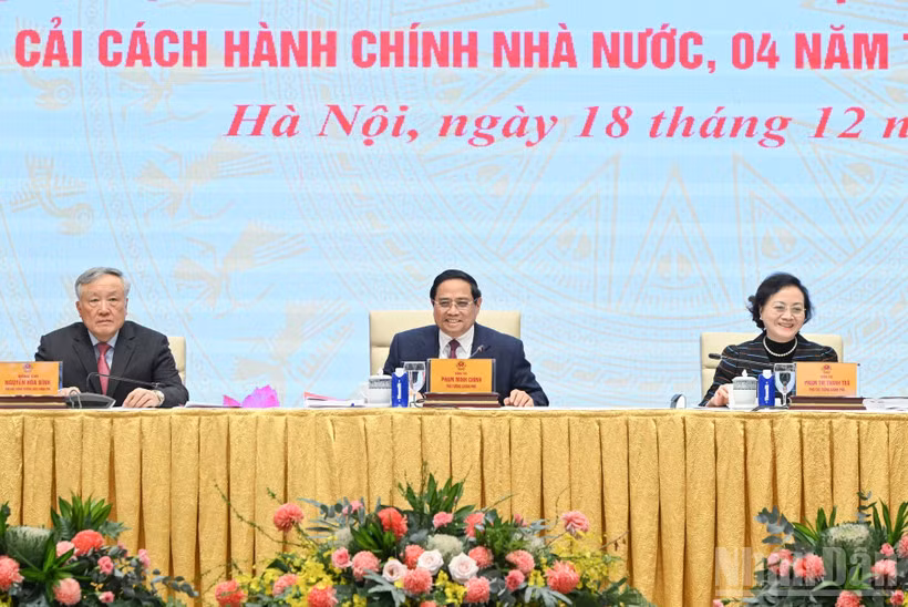 Thủ tướng Chính phủ Phạm Minh Chính chủ trì hội nghị. (Ảnh: Trần Hải)
