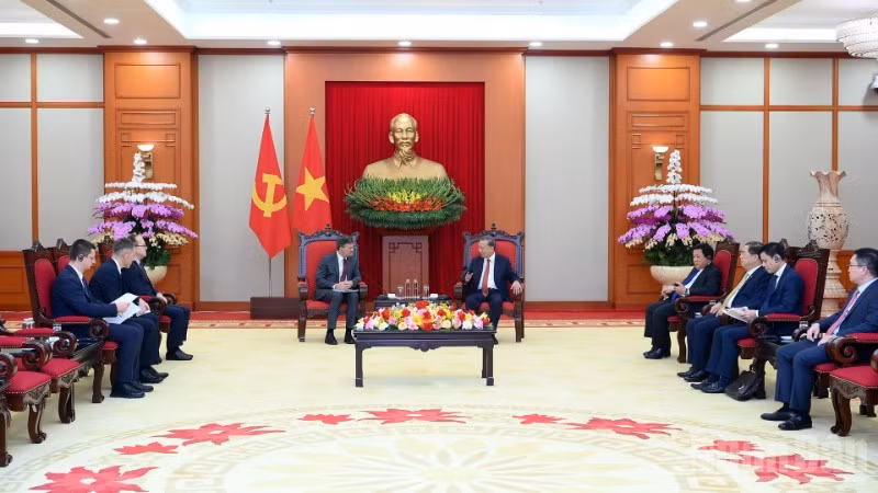Quang cảnh cuộc tiếp tại Trụ sở Trung ương Đảng. (Ảnh: ĐĂNG KHOA)