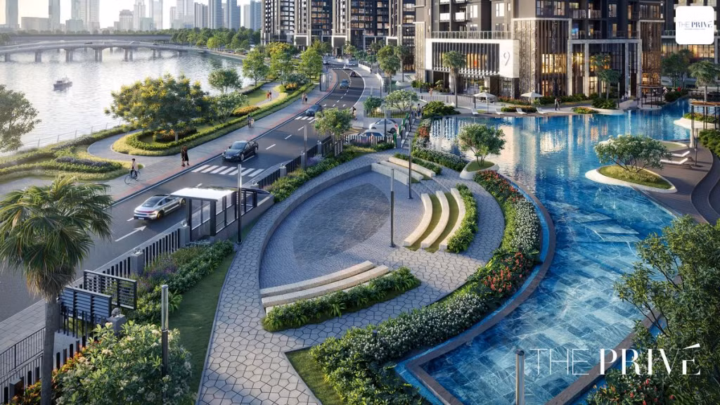 Phối cảnh công viên ven sông Prive Đất Xanh