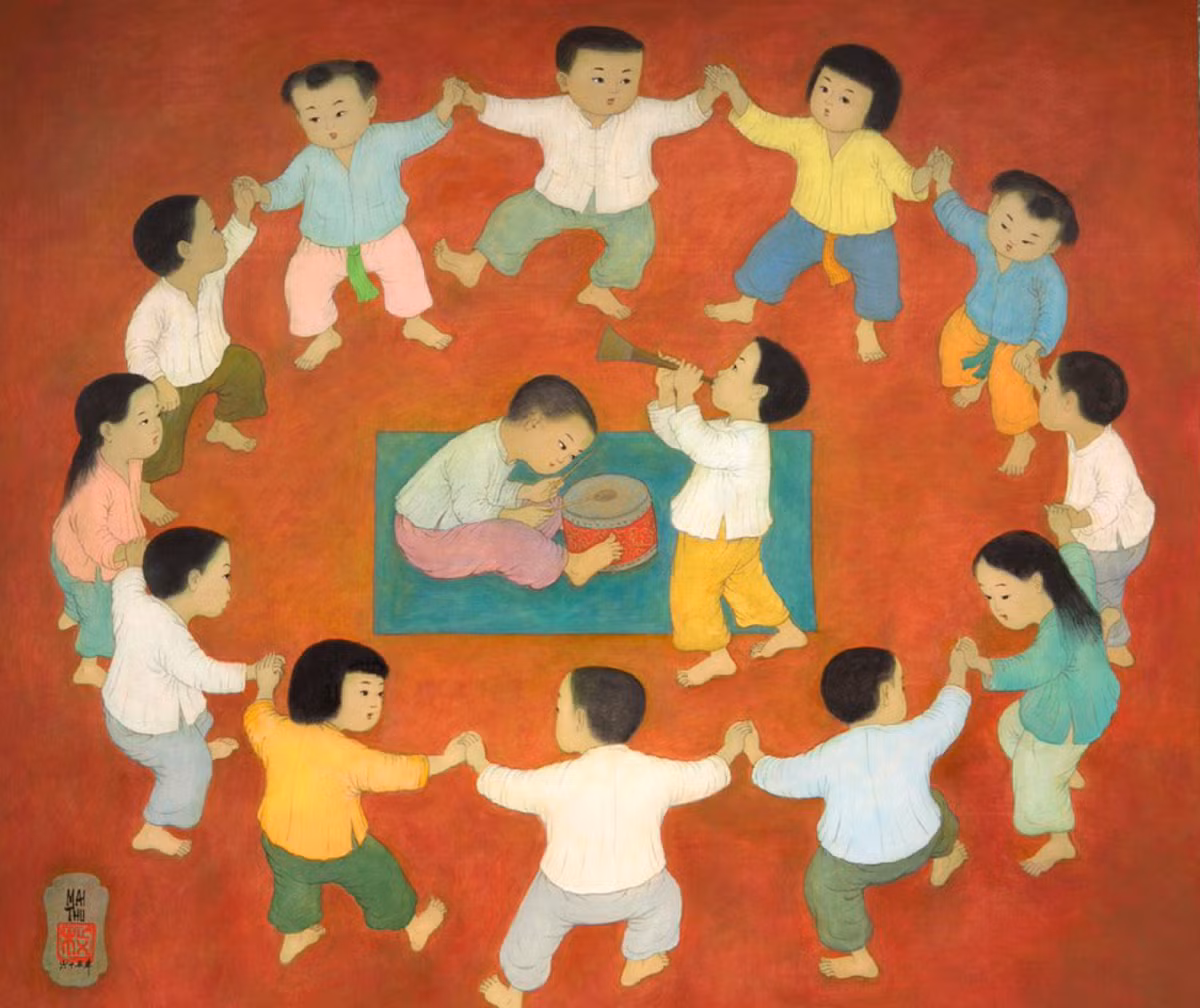La ronde des enfants (Vòng chơi trẻ em) là một trong những bức tranh tham gia phiên đấu Asian Painters của nhà Aguttes, hôm 26/9. Tác phẩm ước tính 400.000-500.000 euro (khoảng 10-12 tỷ đồng), được gõ búa 590.560 euro (hơn 15 tỷ đồng).