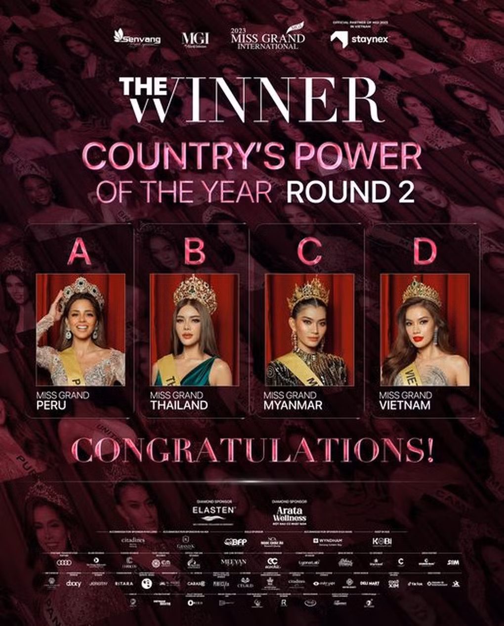 Đại diện của Việt Nam - Lê Hoàng Phương - lọt Top 4 phần thi Country's Power of the Year (Ảnh: MGI).