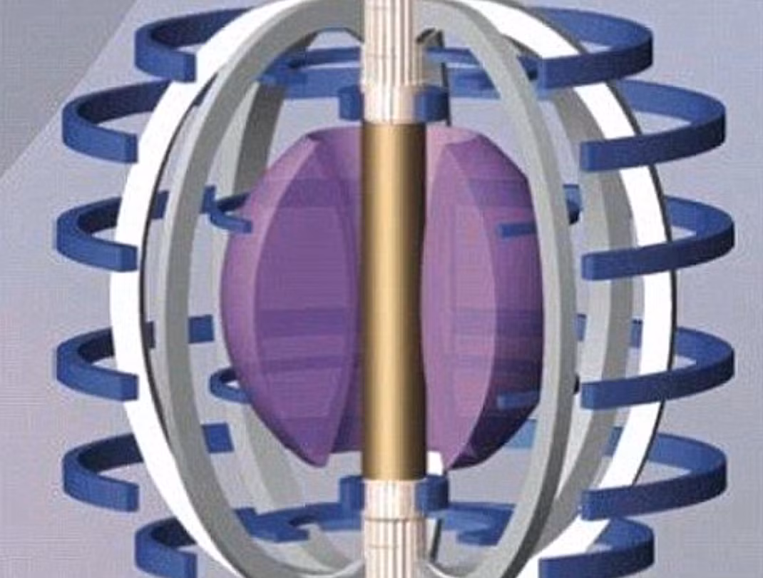 Minh hoạ lò phản ứng Tokamak, màu tím ở giữa thể hiện plasma bị "giam" ở giữa.
