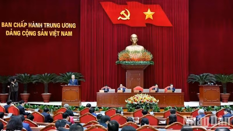 Phiên khai mạc Hội nghị Ban Chấp hành Trung ương Đảng khóa XIII. (Ảnh: ĐĂNG KHOA)