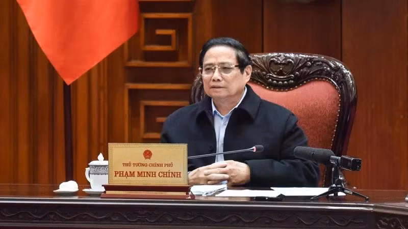Thủ tướng Phạm Minh Chính phát biểu ý kiến chỉ đạo cuộc họp. (Ảnh: TRẦN HẢI)