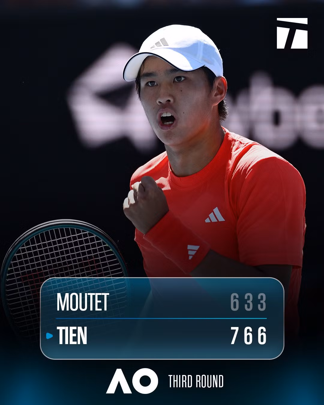 Learner Tien tiếp tục gây bất ngờ tại Australian Open 2025. Ảnh: Australian Open