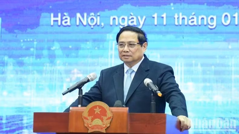 Thủ tướng Phạm Minh Chính phát biểu ý kiến tại Hội nghị. (Ảnh: TRẦN HẢI)