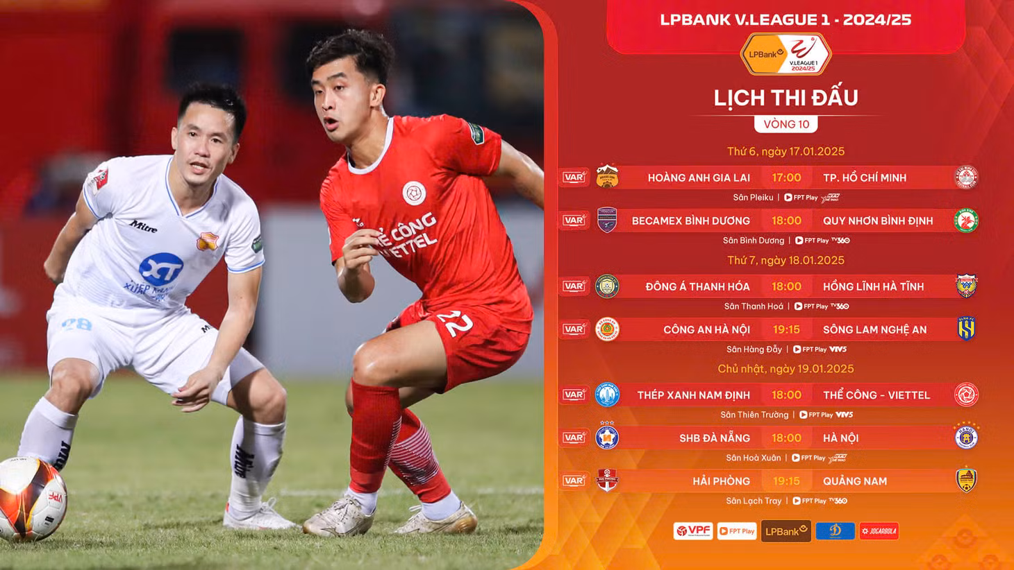 Lịch thi đấu vòng 10 LPBank V-League