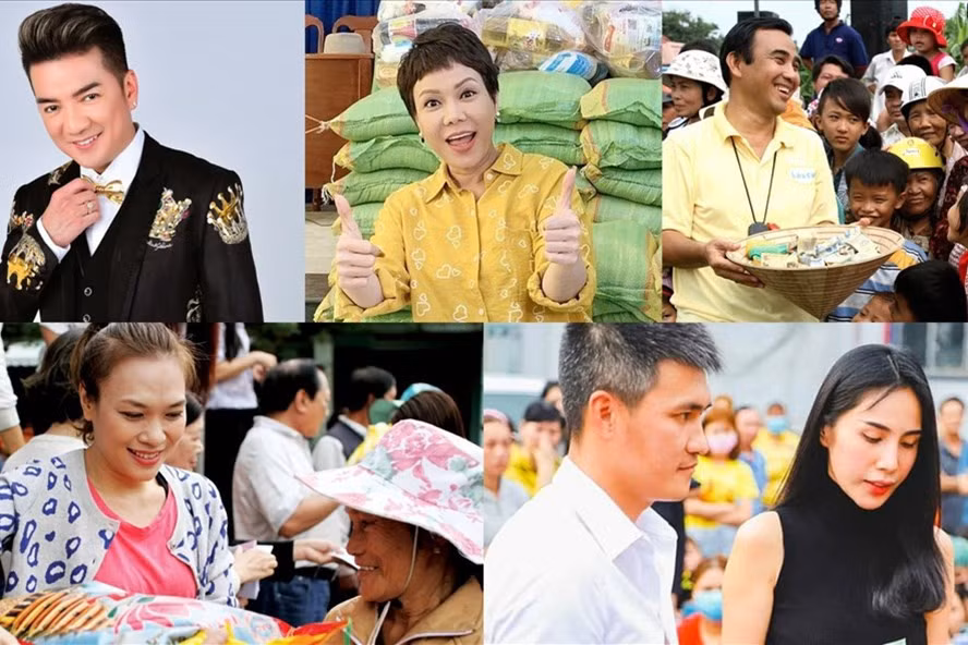 Nghệ sĩ Việt làm từ thiện. Ảnh: NSCC, CTCC.
