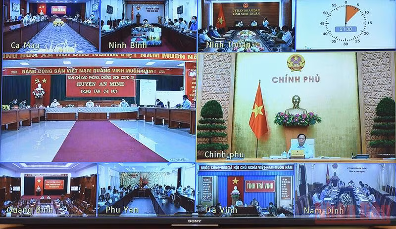 Cuộc họp diễn ra theo hình thức trực tuyến. Ảnh: Trần Hải