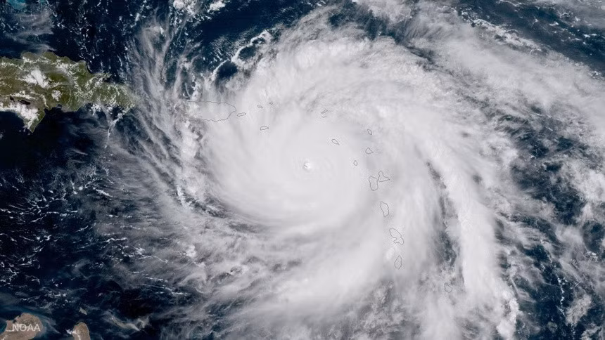 Siêu bão Maria khi đạt cấp mạnh nhất. Ảnh: NOAA.