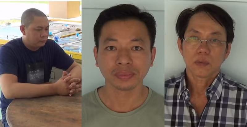 Tân, Dưỡng và Hùng tại cơ quan Công an.