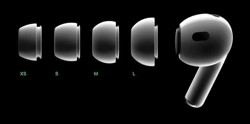 Bổ sung đệm tai với nhiều kích cỡ khác nhau là một nâng cấp đáng chú ý trên Airpods Pro 2. Ảnh: Apple.