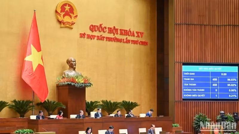 Quốc hội biểu quyết thông qua Luật Tổ chức chính quyền địa phương (sửa đổi). (Ảnh: DUY LINH)