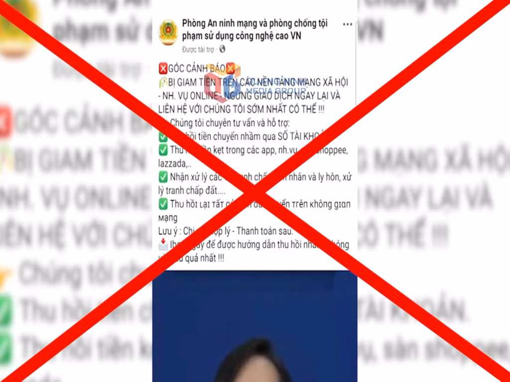 Cơ quan Công an khuyến cáo: nhiều page mạo danh cơ quan chức năng chạy quảng cáo hỗ trợ lấy lại tiền bị lừa đảo trên MXH là thủ đoạn mới của tội phạm lừa đảo.