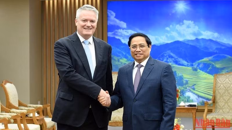 Chiều 18/10/2022, tại Hà Nội, Thủ tướng Phạm Minh Chính tiếp ông Mathias Cormann, Tổng Thư ký Tổ chức Hợp tác và Phát triển kinh tế (OECD). (Ảnh: TRẦN HẢI)