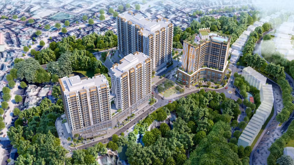 Phối cảnh tổng thể Dự án nhà ở xã hội Khu dân cư đồi Ngân hàng.