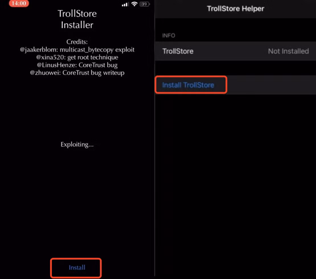 Công cụ có tên TrollStore cho phép người dùng tải về các ứng dụng dễ dàng mà không cần phải thông qua kho ứng dụng App Store (Ảnh: iDownloadblog)
