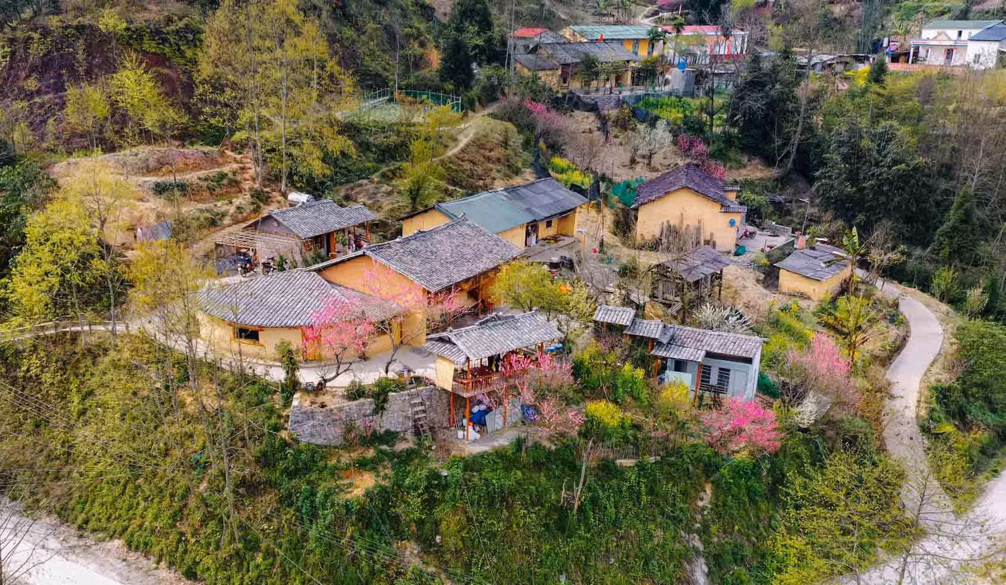 Đến Cao Mã Pờ, du khách có thể lựa chọn lưu trú, nghỉ ngơi tại homestay Núi Hoa với kiến trúc nhà trình tường, mái ngói âm dương đặc trưng vùng cao nguyên đá. Ảnh: Hà Giang Trẻ