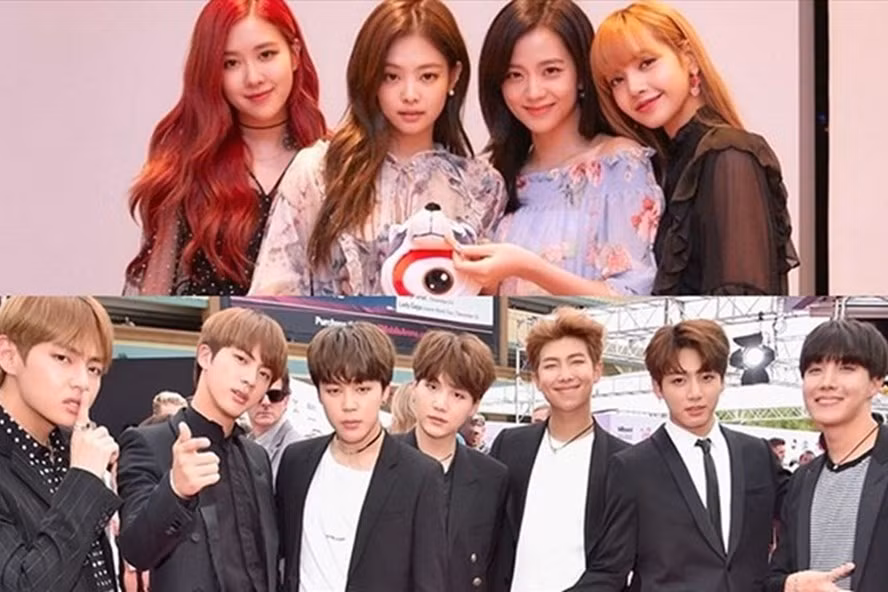 2 nhóm nhạc Blackpink và BTS. Ảnh: Xinhua.