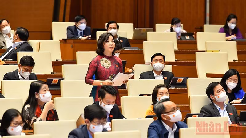 Đại biểu Quốc hội tỉnh Đắk Lắk phát biểu thảo luận tại hội trường, ngày 9/11. Ảnh: LINH NGUYÊN