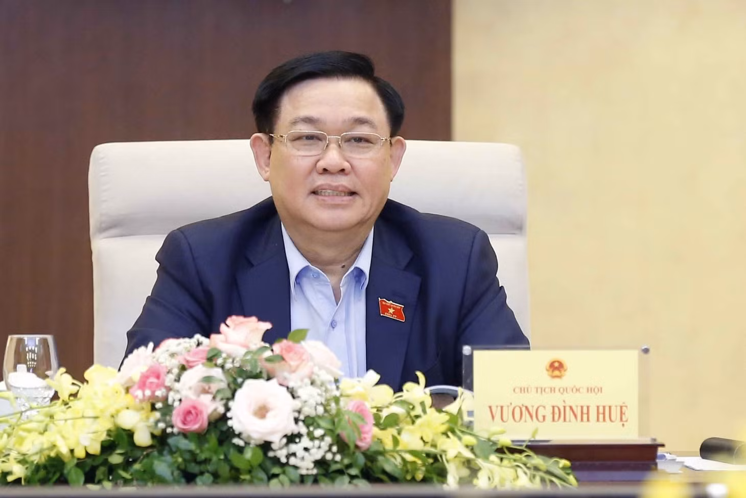 Chủ tịch Quốc hội Vương Đình Huệ chấp thuận cho Đoàn ĐBQH Thành phố Hồ Chí Minh họp trực tuyến do có người nhiễm COVID-19. Ảnh: TTXVN