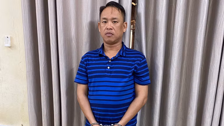 Nguyễn Quốc Cường khi ra đầu thú tại Phòng Cảnh sát hình sự. Ảnh: CACC