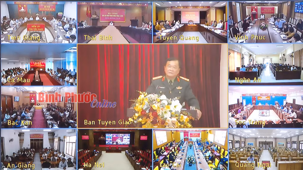Hội nghị được kết nối từ Ban Tuyên giáo Trung ương đến điểm cầu các địa phương. Ảnh: Binhphuoconline
