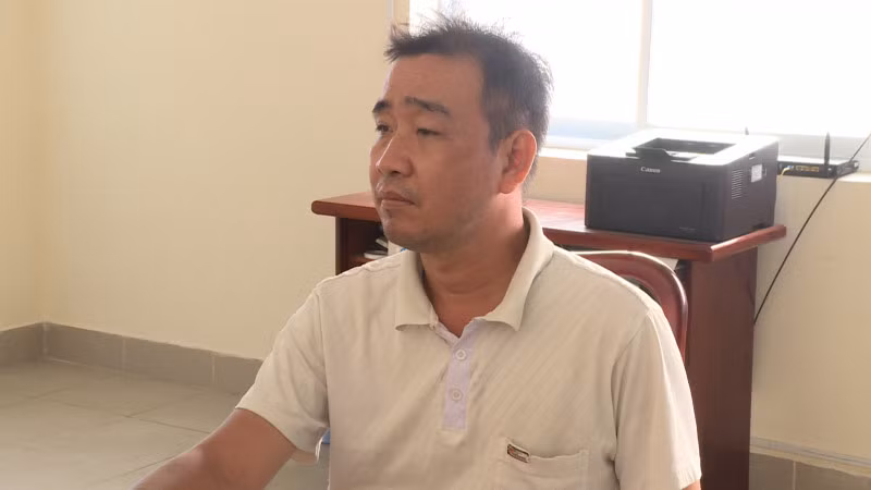 Đối tượng Đặng Tân Tiến tại cơ quan điều tra.