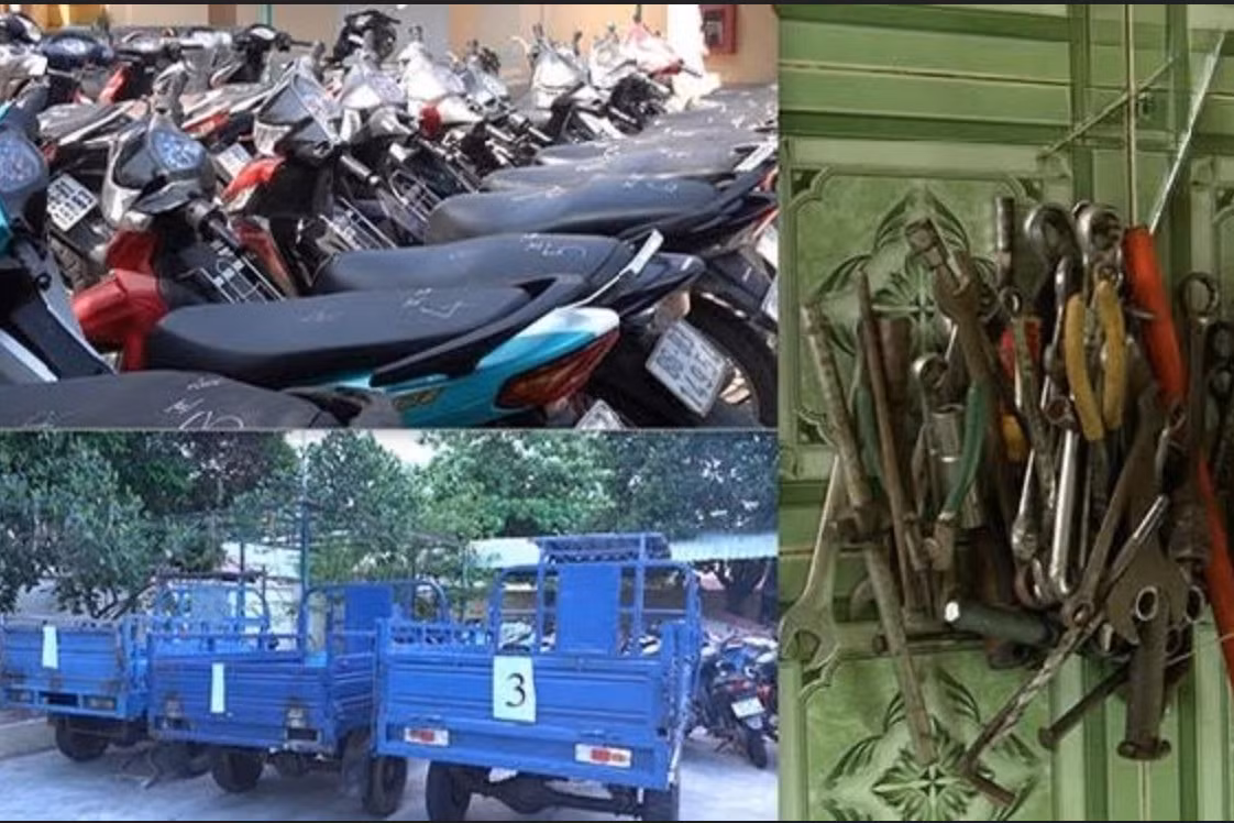 Tang vật là xe máy, xe ba gác được chuyên án thu giữ. Ảnh: CACC